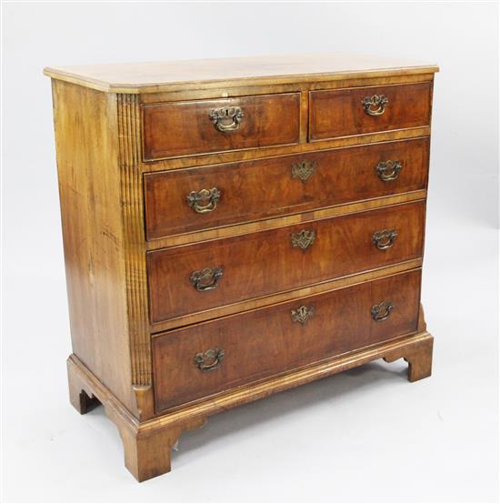 An 18th century walnut chest, W.3ft 3in.